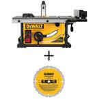 15 Amp Corded 10 in. Job Site Table Saw with Rolling Stand and Construction 10 in. 24-Teeth Thin Kerf Table Saw Blade