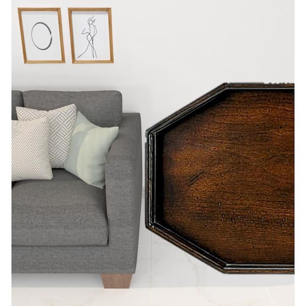HomeRoots 22 in. Dark Brown Octagon MDF End Table
