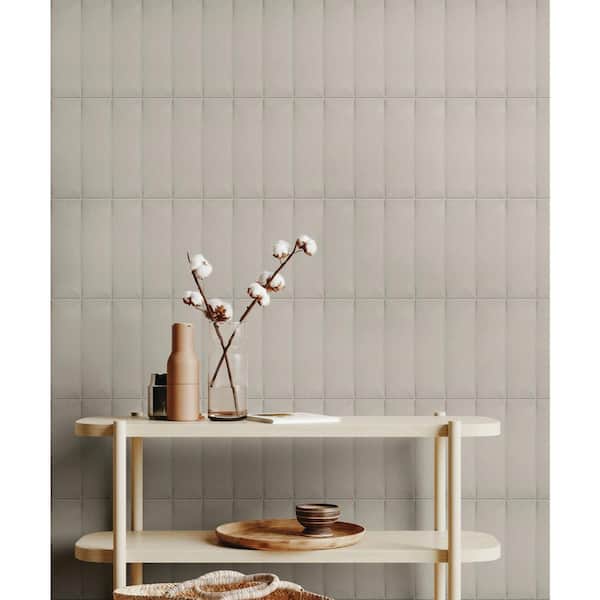 Stencil Beige 4 in. x 12 in. Glazed Porcelain Flat Floor and Wall Tile (8.72 sq. ft./case)