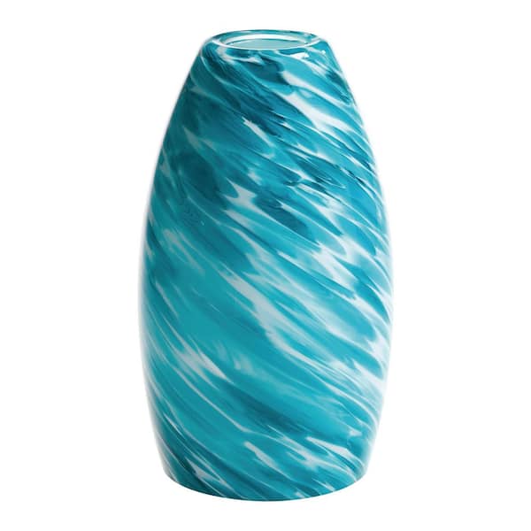 PRIVATE BRAND UNBRANDED 7.75 in Blue Swirl Glass Elongated Oval