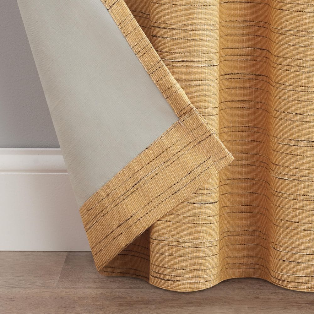 Gold Blackout Polyester Linen Grommet Window Panel