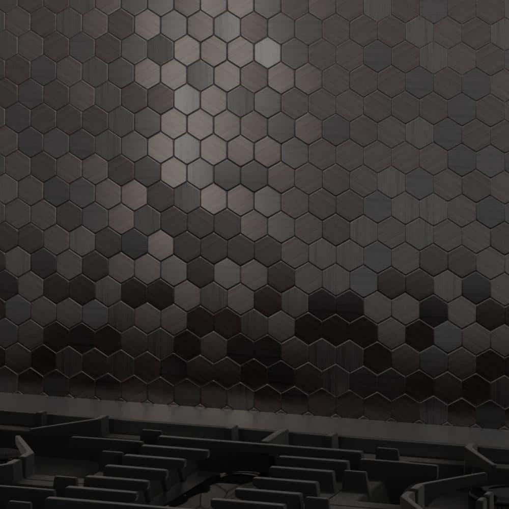 30'' Black Metal Peel and Stick Hexagon Backsplash Panel