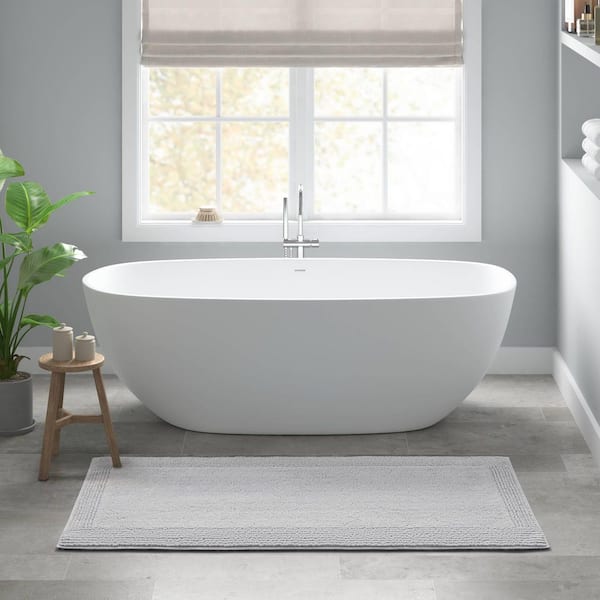 MADISON PARK Signature Splendor Grey 24 in. x 60 in. 100% Cotton Tufted ...