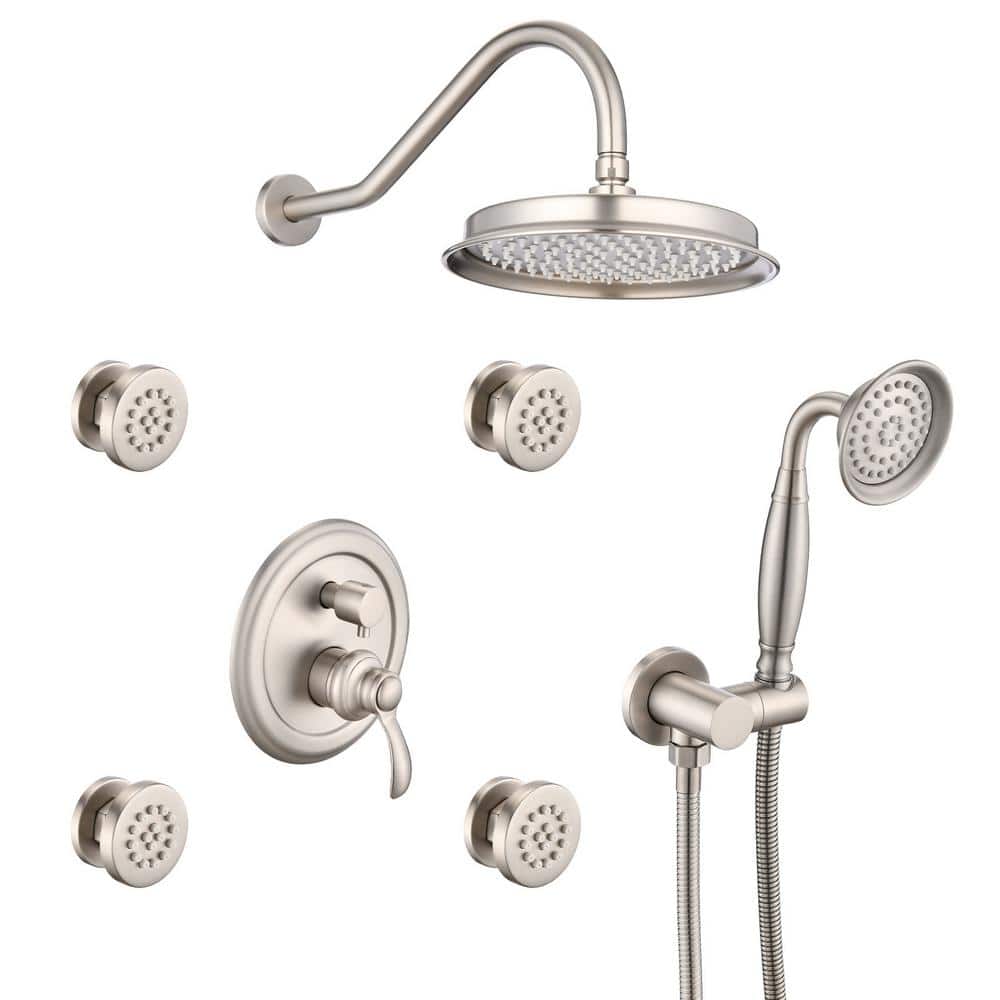 Single Handle 3-Spray Square Shower Faucet 2 GPM with High Pressure and 4-B