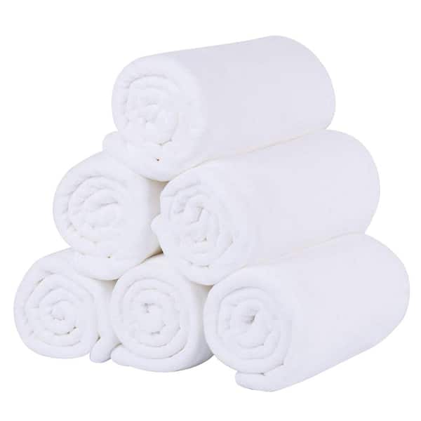 JML 27 in. x 55 in. White Microfiber Bath Towel Set, Extra Absorbent (6-Pieces)