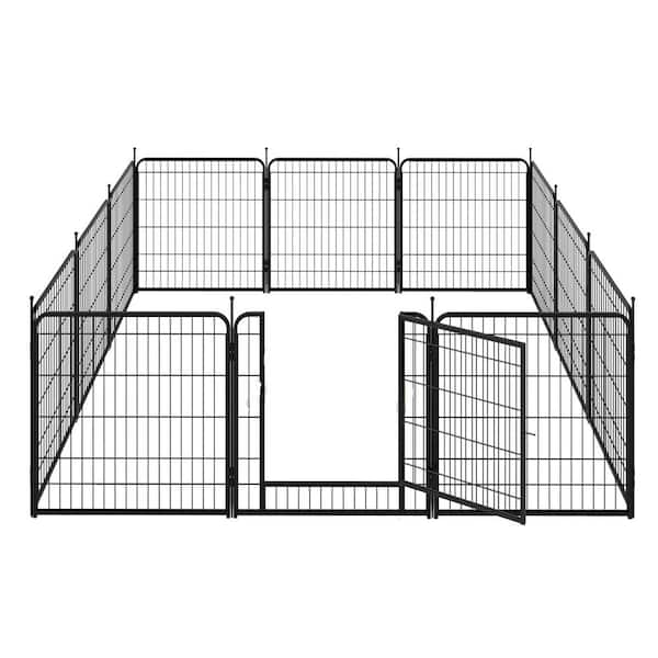 31.5 in. H x 12.6 in. W Metal Indoor Outdoor Pet Fence Playpen Kit ...