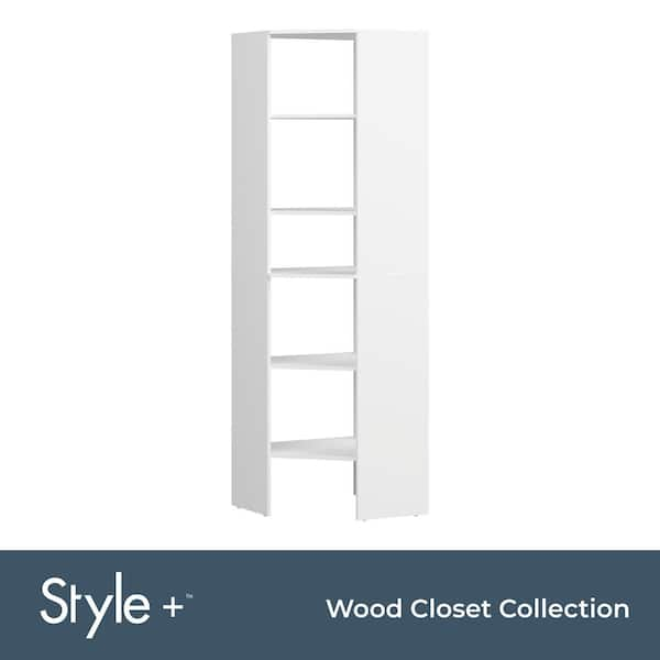 Style+ 25 in. W White Corner Wood Closet Tower