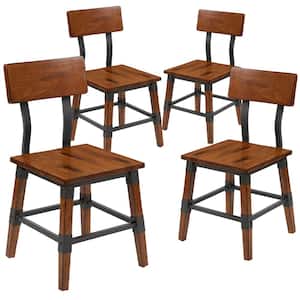 Rustic Antique Walnut Industrial Wood Dining Chair (4-Pack)