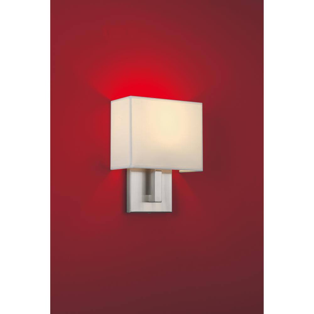 Mid Town Brushed Steel LED Wall Sconce with Milky Shade