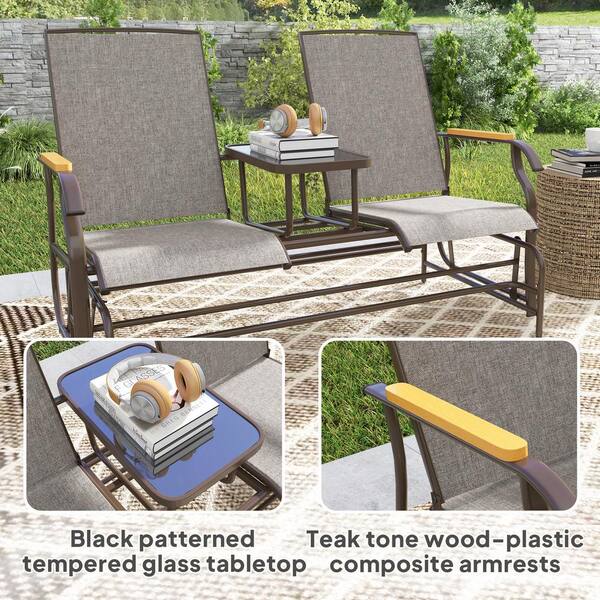 Outsunny 2-Person Outdoor Metal Glider Bench, Patio Swing