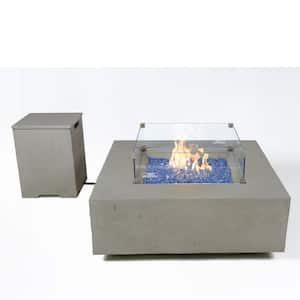 Flame Outdoor Square Fire Pit Table with Furniture Cover