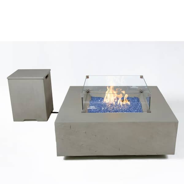 DIRECT WICKER Flame Outdoor Square Fire Pit Table with Furniture Cover