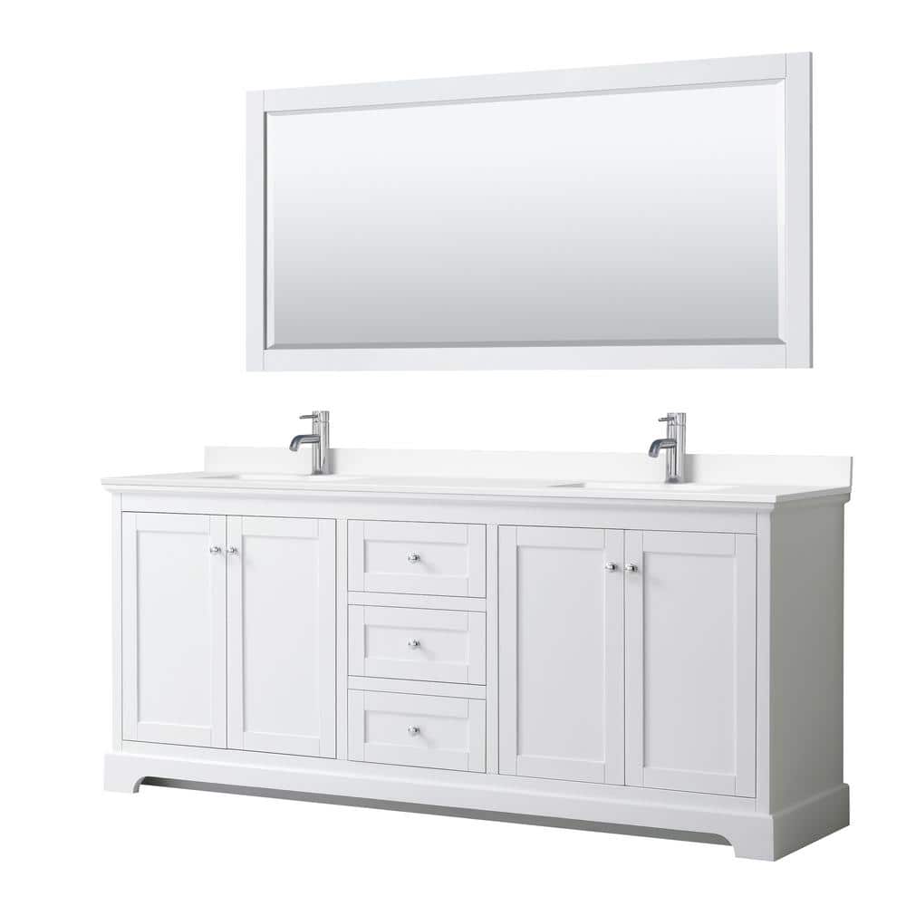 Avery 80" White Double Bathroom Vanity with Cultured Marble Top