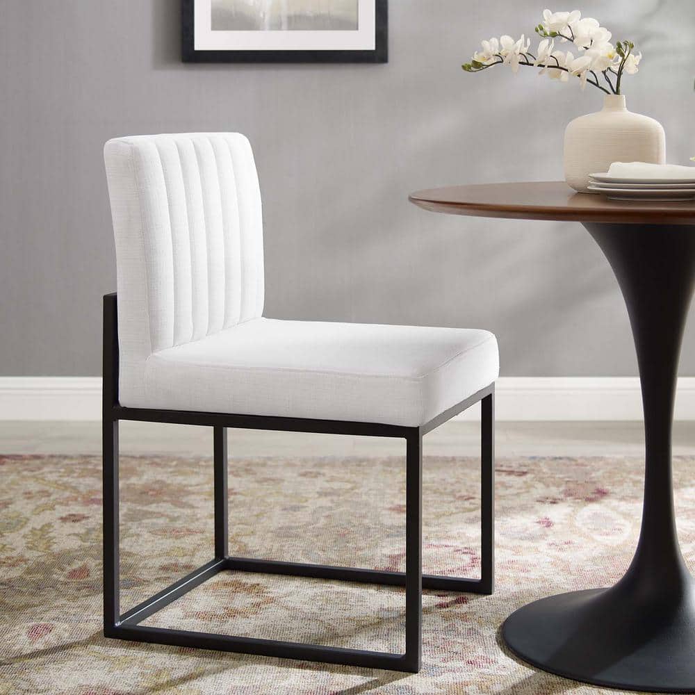 Black and White Channel Tufted Upholstered Dining Chair