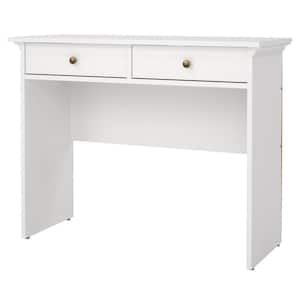 Sonoma 40 in. Rectangular White Wood 2-Drawer Writing Desk