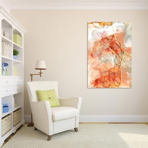 48 in. x 32 in. "Coral Lace 1" Frameless Free Floating Tempered Glass Panel Graphic Art Wall Art