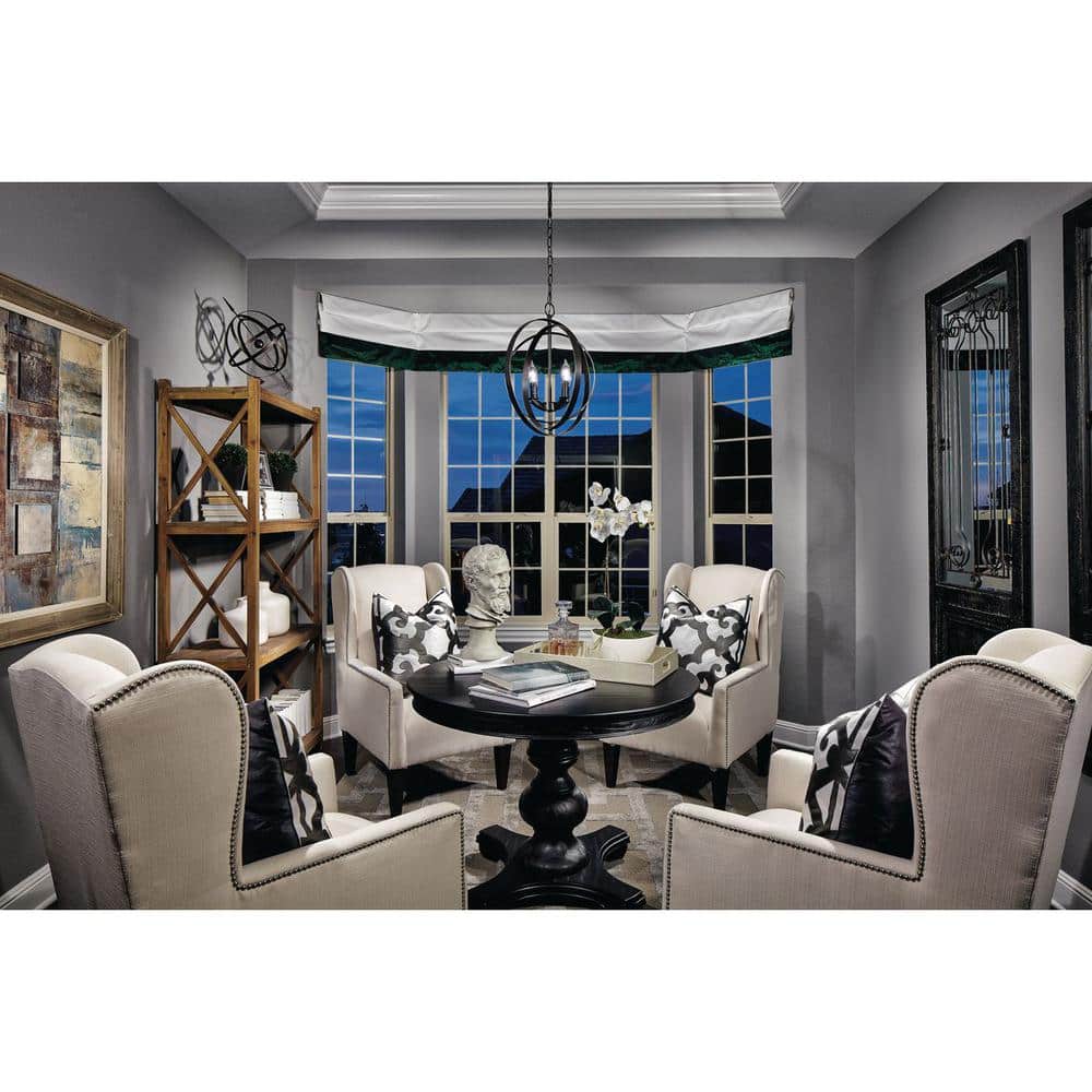 Antique Bronze 4-Light Globe Foyer Pendant