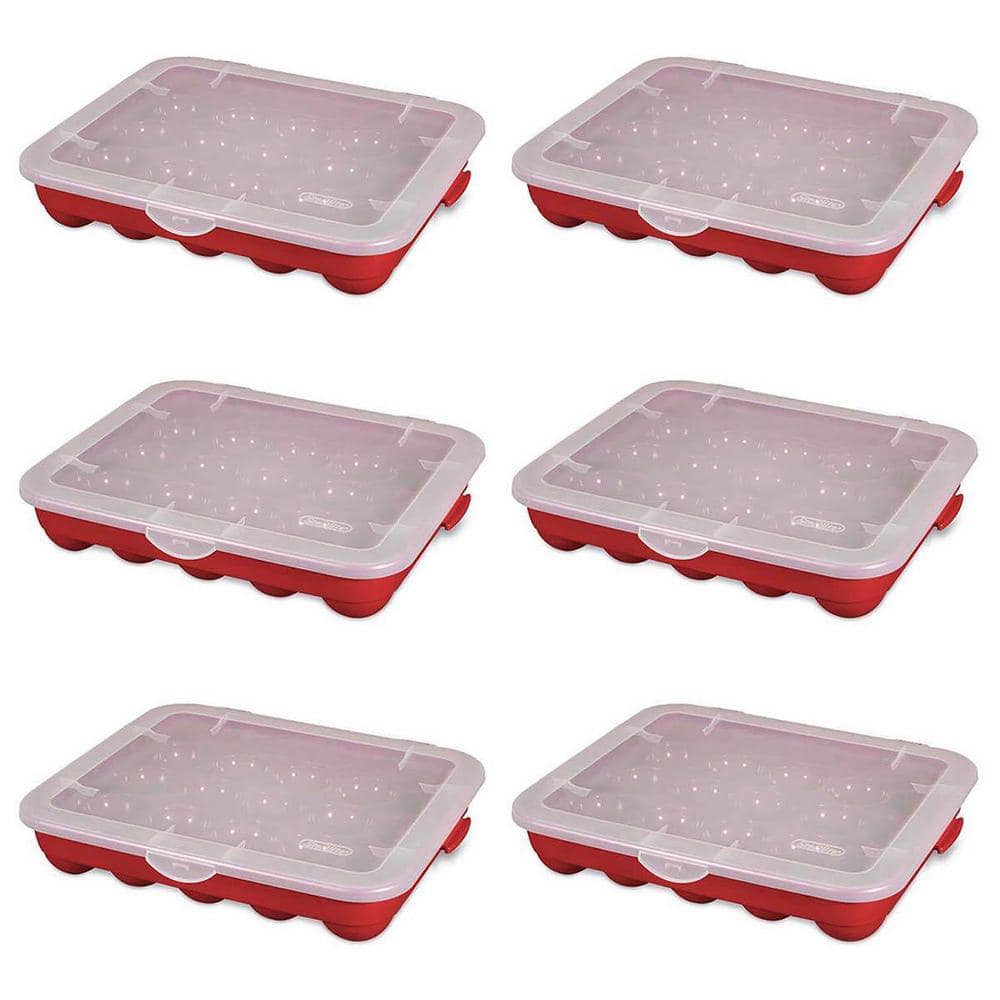 6.0 Gal. 20 Compartment Adjustable Ornament Storage Case (6-Pack), Rocket  Red