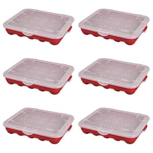31 Qt. 20 Compartment 3 in. Ornament Storage Case with Lid (6-Pack), Red