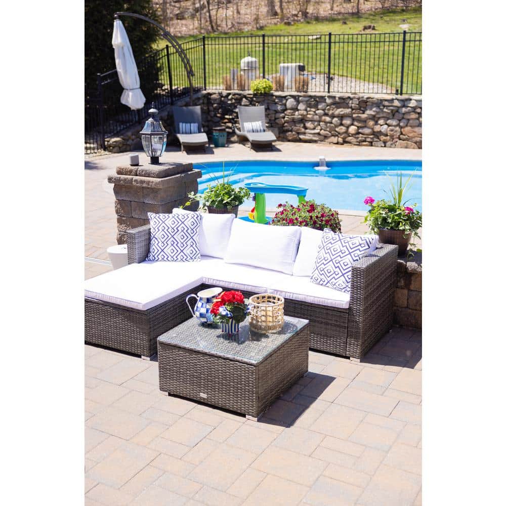 Madalina 4-Person Black Wicker Outdoor Conversation Set with Cushions
