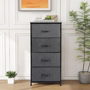 Classical Gray 4 Drawer 11.8 in. Wide Chest of Drawers with Wood Top Fabric Bins for Bedroom