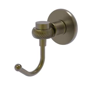 Continental Collection Wall-Mount Robe Hook with Twist Accents in Antique Brass