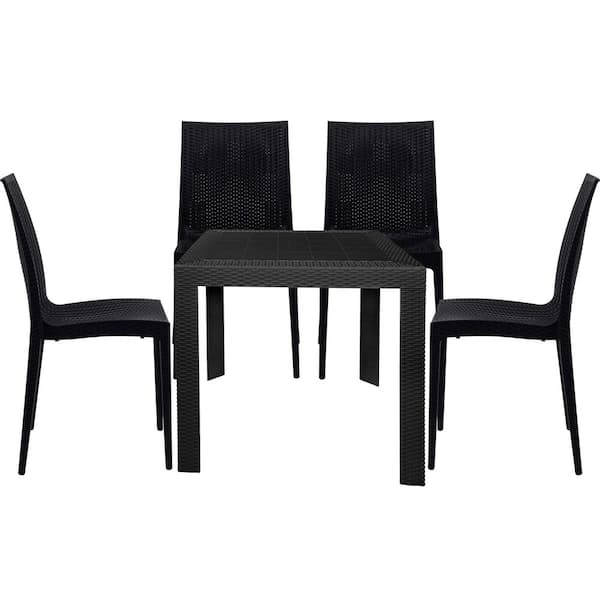 Leisuremod 5-Piece Plastic Outdoor Dining Set Mace Mid-Century