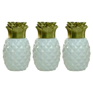 6.5 in. Pineapple Paradise Glass Table Torch White/Gold (3-Pack)