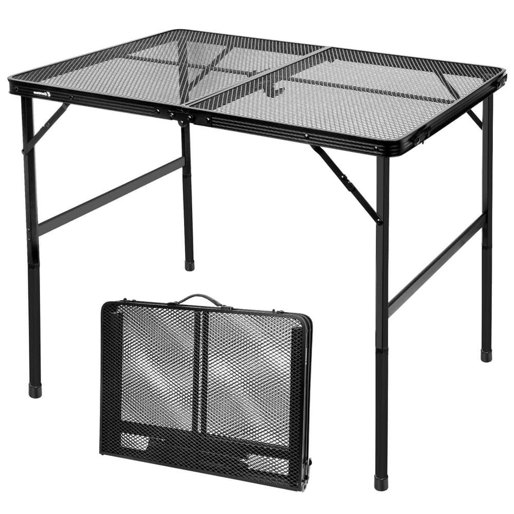 Black 35.4 in. Rectangle Aluminum Alloy Folding Picnic Table Seats 4 People price history on PriceWatchPro