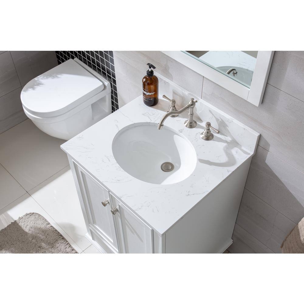 Melissa 24" Grain White Single Vanity with Carrara White Top