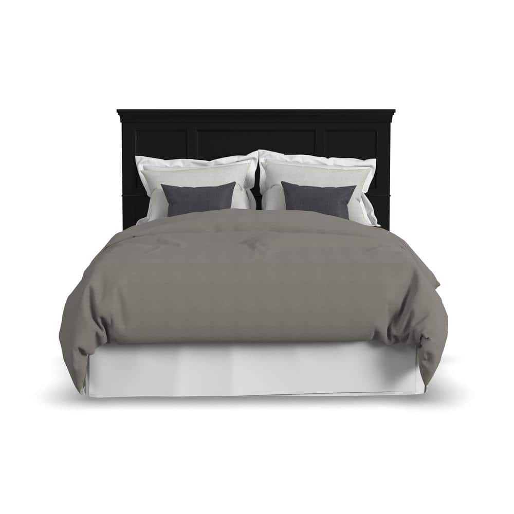 Ebony Queen Wood Headboard with Raised Panels