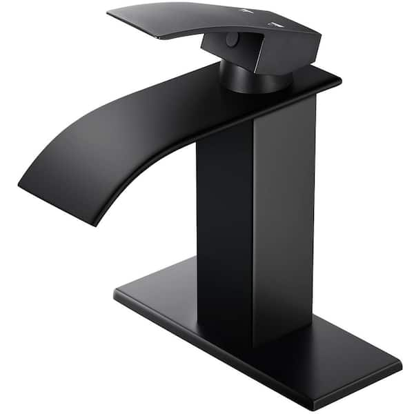 AKLFGN Waterfall Spout 1-Handle Low Arc 1-Hole Bathroom Faucet with ...