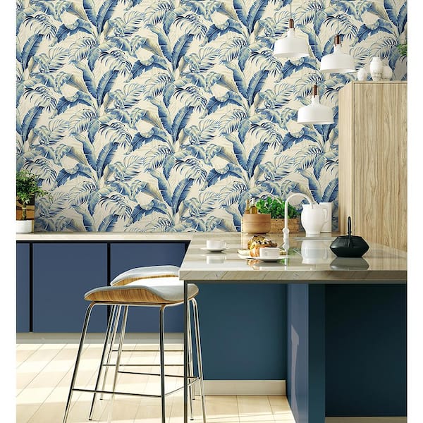 Tommy Bahama Palmiers Azure Vinyl Peel & Stick Wallpaper Roll (Covers 30.75  Sq. Ft.) 802803WR - The Home Depot