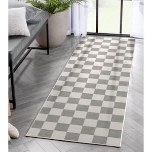 Beige 2 ft. 3 in. x 7 ft. 3 in. Runner Flat-Weave Apollo Square Modern Geometric Boxes Area Rug