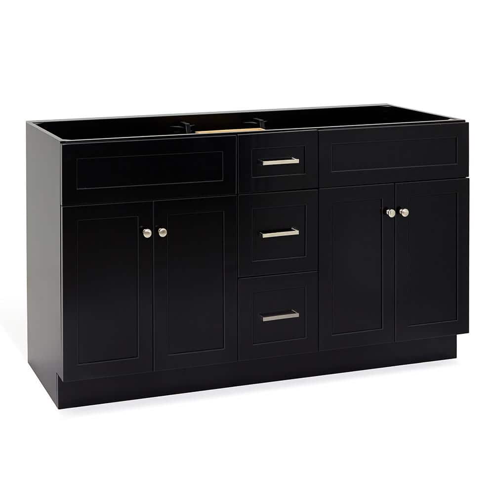 Hamlet 60'' Black Double Freestanding Bathroom Vanity Cabinet