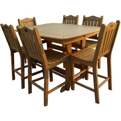 Traditional Counter Height Dining Set Plastic in Camel