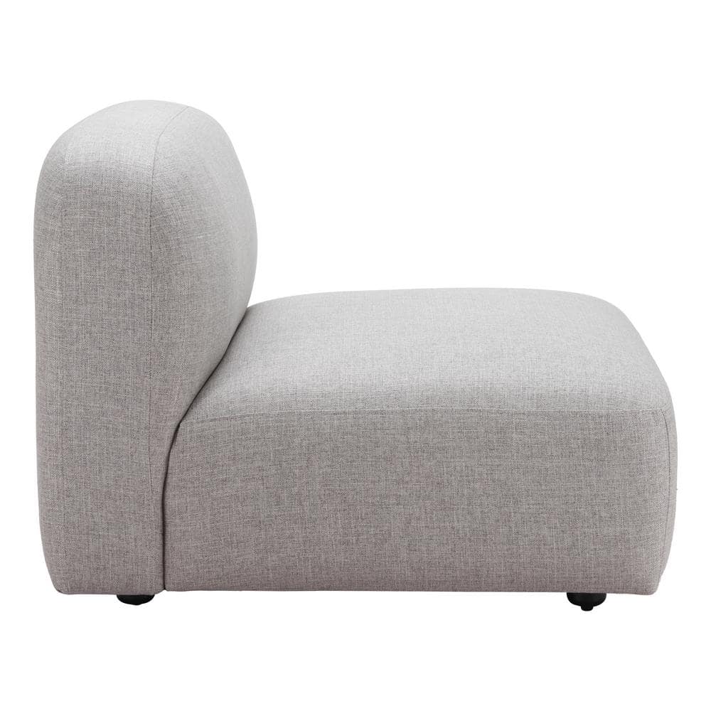 Gray Poly Linen Armless Accent Chair with Plywood Frame