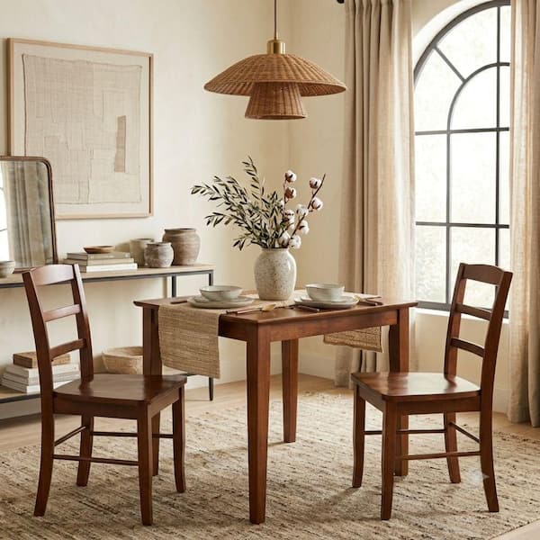 Emma 3-Piece 30 in. Espresso Square Solid Wood Dining Set with Madrid Chairs