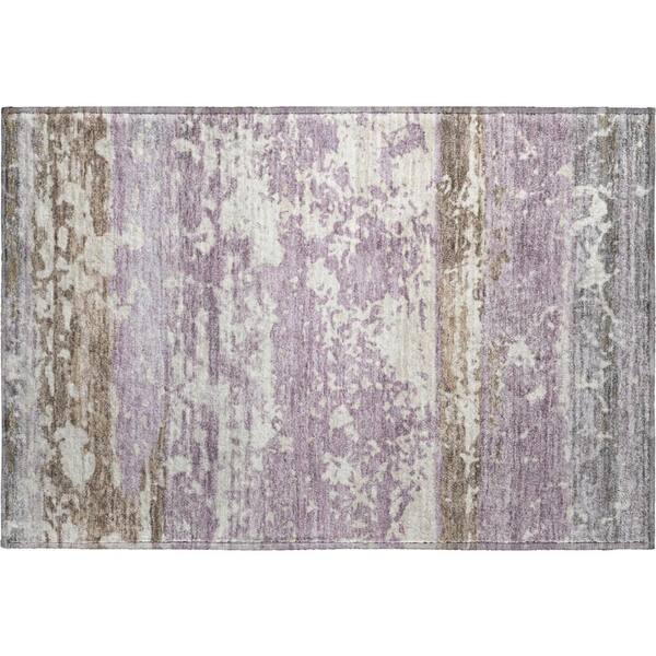 Mayfield Premium Machine Washable Abstract AMF2398 Lavender 3 ft. x 4 ft. Area Rug