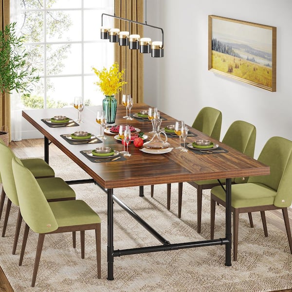 Roesler Vintage Brown Engineered Wood 70.8 in. 4 Legs Dining Table Seats 6