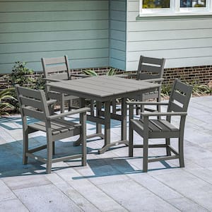 Grant Park Slate Grey 5-Piece Recycled Plastic Outdoor Dining Arm Chair Set