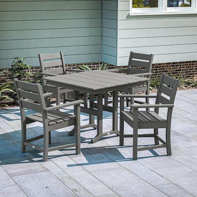 Grant Park Slate Grey 5-Piece Recycled Plastic Outdoor Dining Arm Chair Set — Home Depot clearance