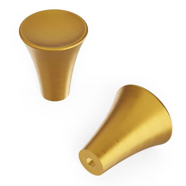 HICKORY HARDWARE Series Maven Collection Knob 15/16 in. Dia Brushed Golden Brass Finish Modern Zinc Cabinet Knob 1-Pack