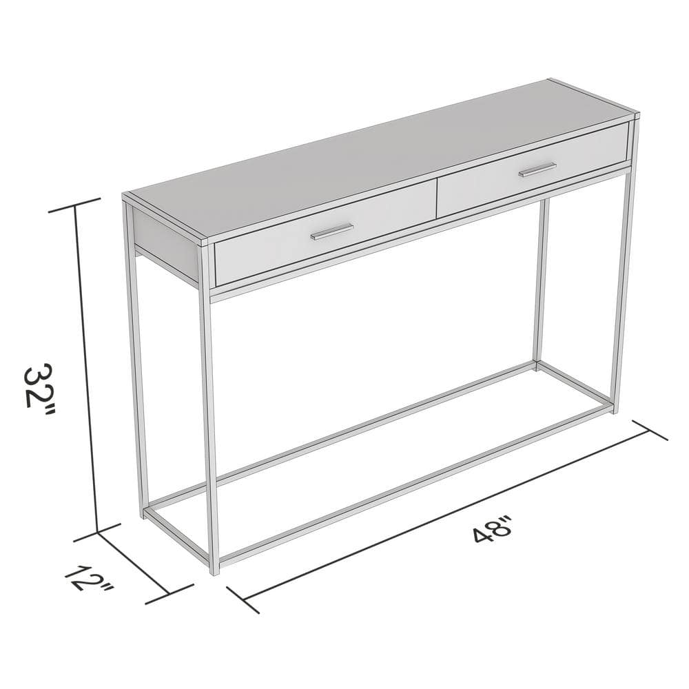 Modern Black Metal and Dark Grey Wood Console Table with Storage