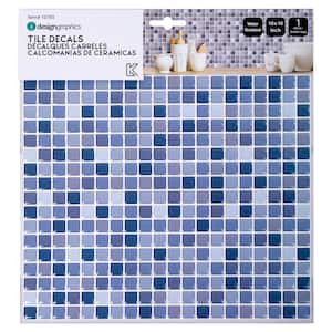 Self-Adhesive 6-Count Mini Square Subway Blue 10 in. x 10 in. Peel and Stick Wall Tiles 10 in. x 10 in.