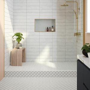 Thassos White 4 in x 16 in Polished Subway Marble Wall and Floor Tile (7.999 Sq. Ft./Case)