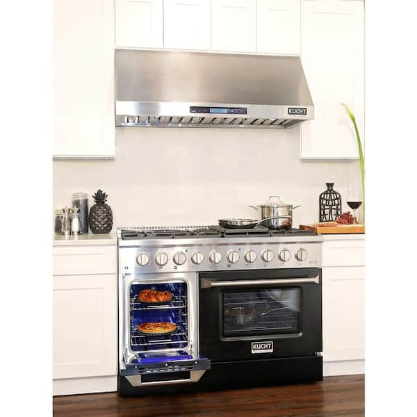 Kucht Gemstone 48 in. 6.7 Cu. ft. Dual Fuel Range Propane GAS with Sealed Burners & Griddle/Grill in Titanium Stainless Steel