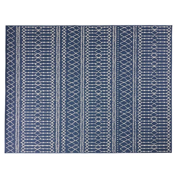 Noble House Dahlia Blue/Ivory 8 ft. x 10 ft. Indoor/Outdoor Area Rug