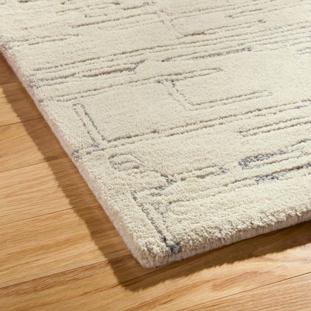 Remi Beige and Blue Hand-Tufted Wool Abstract Area Rug
