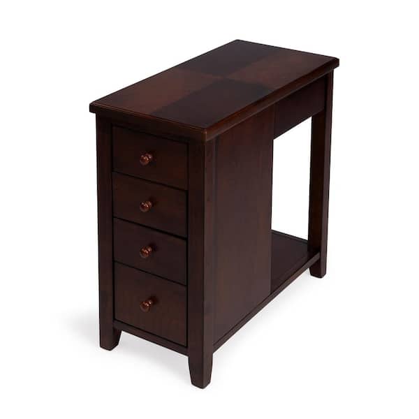 Kelton 11.5 in. W Dark Brown Rectangular 4-Drawer Side Table